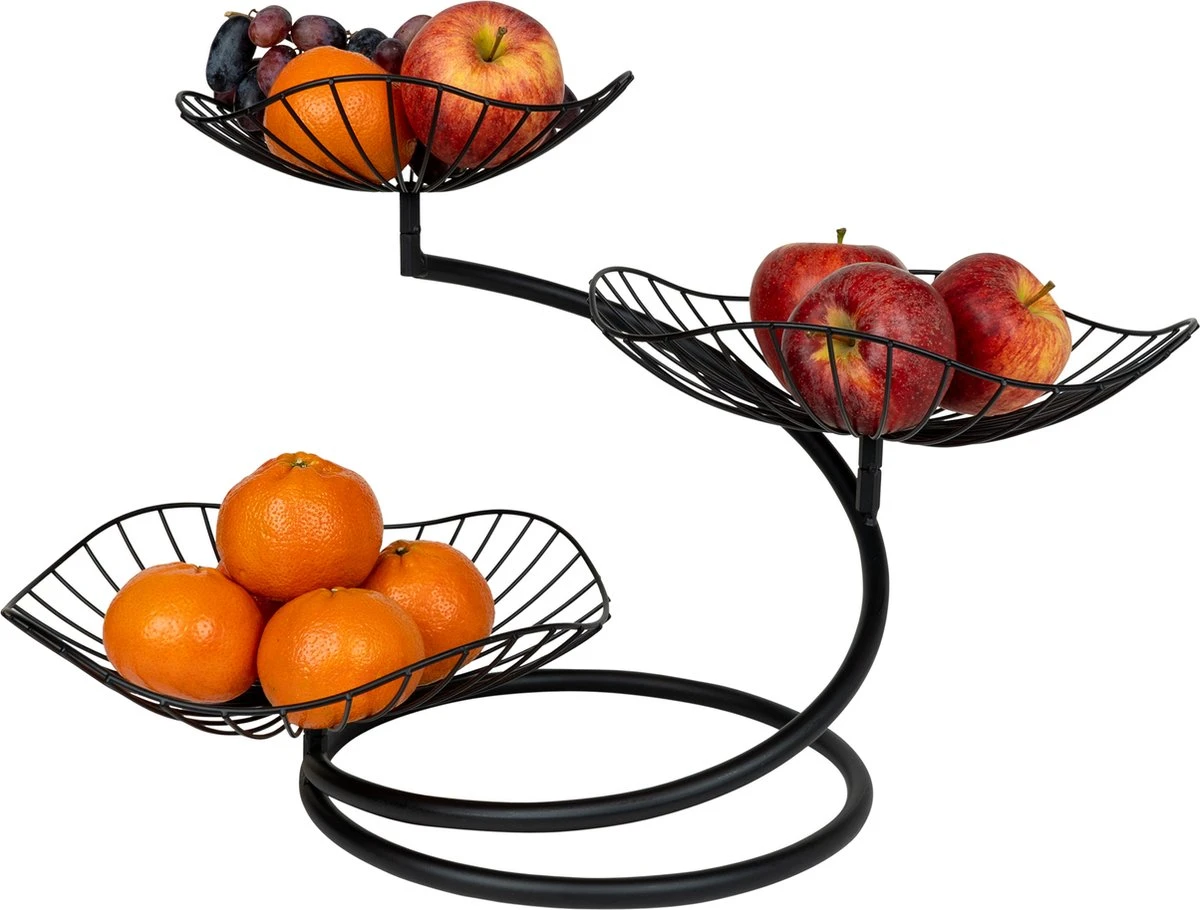 QUVIO Fruitschaal Etagère Drielaags - Fruitmand - Fruitschaal Zwart - Serveerschaal - Schalen - Presenteerbladen - Draadstaal - Staal - 26 X 50 X 33 Cm (lxbxh) - Zwart 5 QUVIO Fruitschaal Etagère Drielaags - Fruitmand - Fruitschaal Zwart - Serveerschaal - Schalen - Presenteerbladen - Draadstaal - Staal - 26 X 50 X 33 Cm (lxbxh) - Zwart - Afbeelding 3