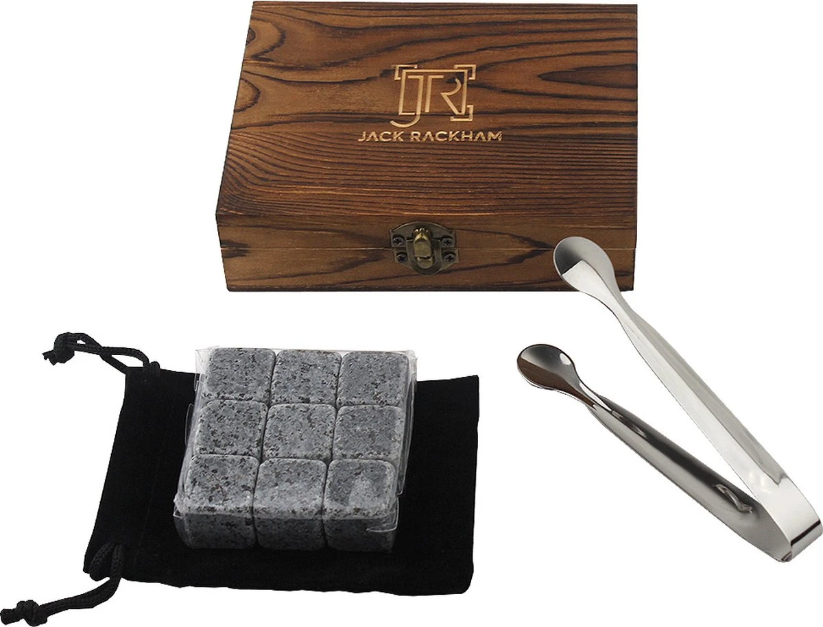Whiskey Stones Set - 6 Stuks - Herbruikbaar - Cadeauset - Whiskey Stenen - Whisky - Jack Rackham 3 Whiskey Stones Set - 6 Stuks - Herbruikbaar - Cadeauset - Whiskey Stenen - Whisky - Jack Rackham