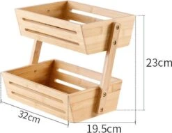 Merkloos Decopatent® 2 Laags Dubbele Fruitschaal - Bamboe Hout - Staande Fruitmand Etagere - Afm: 32 X 19.5 X 23 Cm. -Skimask 1200x928 6
