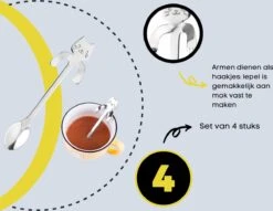 4 Theelepels Hangende Kat - Katten Koffielepel - RVS - Zilverkleurig -Skimask 1200x930 3