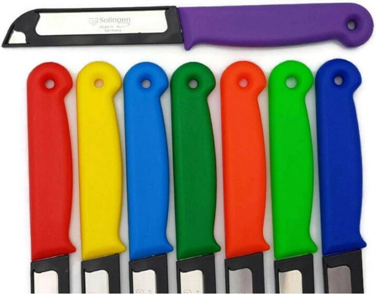 Solingen Kartelmes - Tomatenmes Met Kartel - RVS - 18,5 Cm Met "Blade Cover" - Mix - 10 Stuks 5 Solingen Kartelmes - Tomatenmes Met Kartel - RVS - 18,5 Cm Met "Blade Cover" - Mix - 10 Stuks - Afbeelding 3