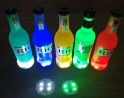 5 Stuks Led Onderzetters Met Licht - Multi-color Led Flessen Onderzetter Met 7 Kleuren - Bottle Light - Flessen Licht - Led Sticker
