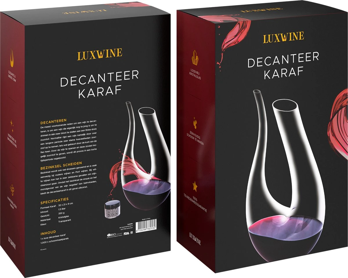 Luxwine - Decanteer Karaf Wijn - Wijnkaraf - 1.5L - Luxe Karaf - Incl. 1000 Schoonmaakparels - Luxe Cadeauverpakking - Decanter - Decanteer Karaf - Wijnkaraf - Wijn Decanteerder - Wijn Accessoires - U-vorm - Kerstcadeau 8 Luxwine - Decanteer Karaf Wijn - Wijnkaraf - 1.5L - Luxe Karaf - Incl. 1000 Schoonmaakparels - Luxe Cadeauverpakking - Decanter - Decanteer Karaf - Wijnkaraf - Wijn Decanteerder - Wijn Accessoires - U-vorm - Kerstcadeau - Afbeelding 6