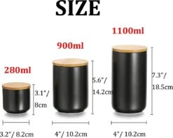 Voorraadpotten Keramiek - Suikerpot 3 Stuks - Deksel Bamboe - Luchtdict Voorraadbussen Potten - Wit 9 Voorraadpotten Keramiek - Suikerpot 3 Stuks - Deksel Bamboe - Luchtdict Voorraadbussen Potten - Wit -Skimask 1200x962 5