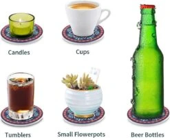 Onderzetters - Set Van 6 - Rond - Onderzetters Voor Glazen - Bohemian - Oosterse - Mandala Design - Coasters - Moederdag Cadeau -Skimask 1200x972 10