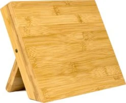 Budu Messenblok Zonder Messen – Magnetisch – Messenmagneet - Bamboe Hout - Inklapbaar - Messenopberger
