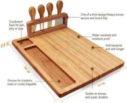 Merkloos XL Tapasplank-Borrelplank-Bamboe Kaasplank- Met 4 Messen--serveerplank -Skimask 1200x978 7