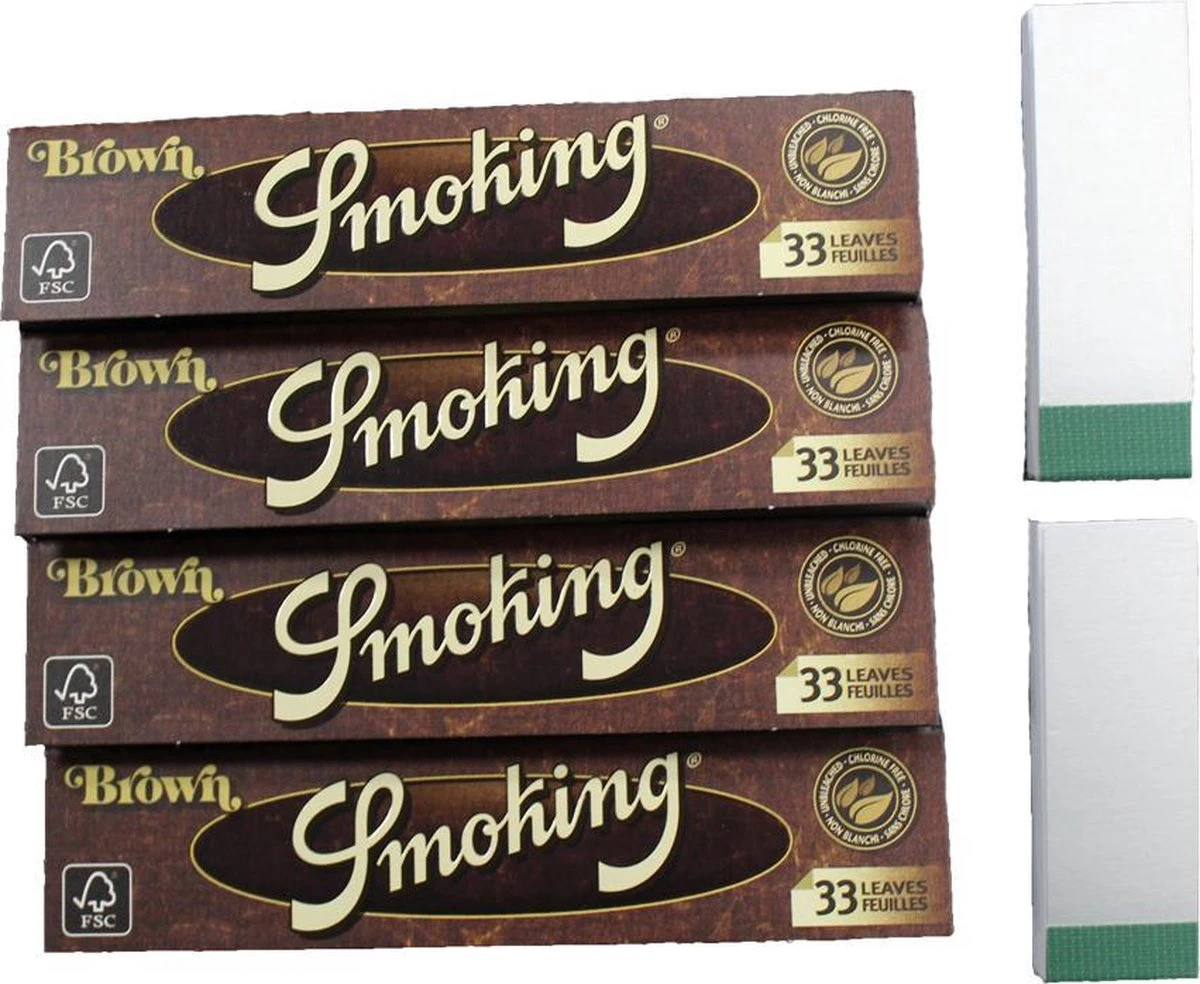 Lange Vloei| 4 X Vloeipapier | Longpaper - Smoking – Brown + 2 X Tip 3 Lange Vloei| 4 X Vloeipapier | Longpaper - Smoking – Brown + 2 X Tip
