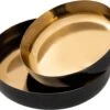 Parya Home - Sierschaal Set Van 2 Rond Knabbelschaal Glam - 22x18 - Goud - Hoogwaardig Metaal -Skimask 1200x984 8