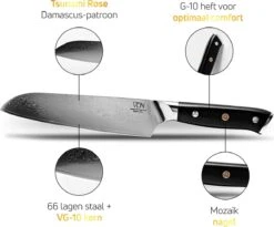 VDN Santokumes Damascus - Elegance Serie - VG-10 Japans Damaststaal - 66 Lagen Staal 16 VDN Santokumes Damascus - Elegance Serie - VG-10 Japans Damaststaal - 66 Lagen Staal -Skimask 1200x996