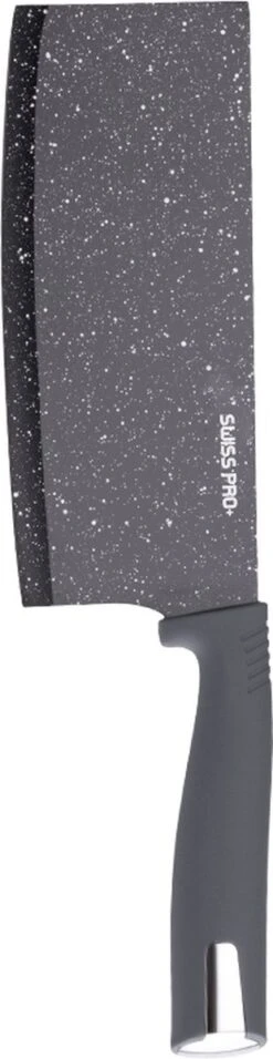 Swiss Pro+ | SP-KSBLK-S | 8-delige Keukenmessenset Met Standaard | Keramisch Messenset | RVS | Inclusief Messenblok | Grijs -Skimask 310x1200