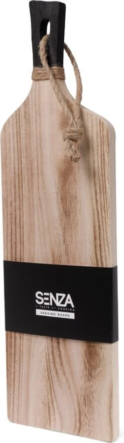 SENZA Borrelplank Met Handvat - Tapasplank - Paulownia Hout - Zwart Hout - 58 X 17 CM -Skimask 338x1200