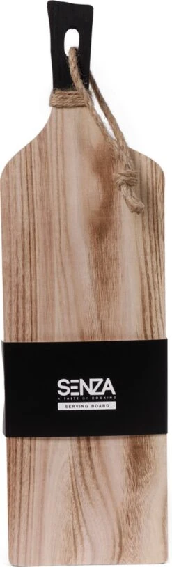 SENZA Borrelplank Met Handvat - Tapasplank - Paulownia Hout - Zwart Hout - 58 X 17 CM
