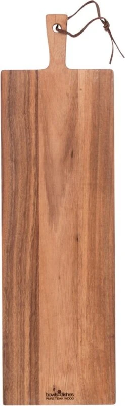 Bowls And Dishes Pure Teak Wood Borrelplank - Serveerplank - Hapjesplank - Tapasplank - Kaasplank 69 X 20 X 2 Cm - Cadeau Tip!