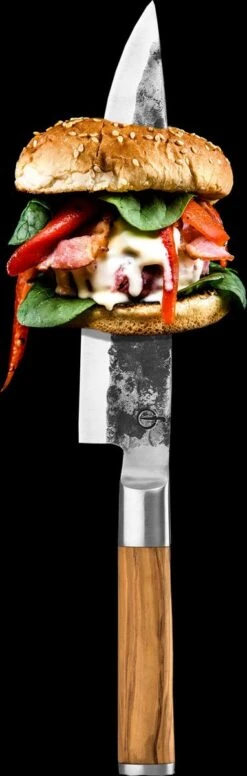 Forged Olive Koksmes 20cm - Olijfhout - In Houten Giftbox -Skimask 382x1200