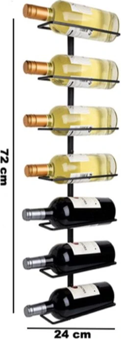 Cosas - Hangend Zwart Metalen Wijnrek Voor Aan De Muur - Premium Kwaliteit Om 7 Flessen Wijn Stijlvol Op Te Hangen - Complete Set Inclusief Bevestigingsmateriaal En Afwerkmateriaal - Wijnrek Muur - Wijnrek Metaal - Wijnrek - Wijnrek Zwart - Hangend -Skimask 430x1200