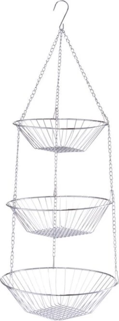 Zilveren Ronde Fruitschaal 3-laags Hangend 72 Cm - Zeller - Keukenaccessoires/benodigdheden - Fruitschalen/fruitmanden - Fruitschalen Van Metaal -Skimask 448x1200 2