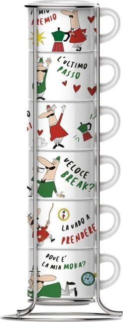 Bialetti Impilabili Italia Espresso Kopjes In Rek 6 Stuks
