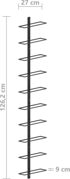 VidaXL Wijnrek Voor 10 Flessen Wandmontage Metaal Zwart -Skimask 472x1200 1