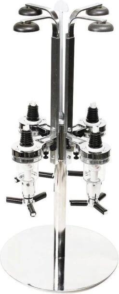 United Entertainment - Bar Butler Carrousel Flessenhouder Voor 4 Flessen, Draaibare Cocktail Drankdispenser Voor Man Cave Thuisbar Keuken, 51xø24.5 Cm