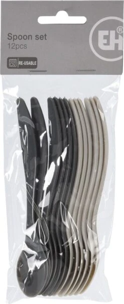 Excellent Houseware 12x Eierlepels Zwart/grijs Kunststof 14 Cm -Skimask 490x1200 3
