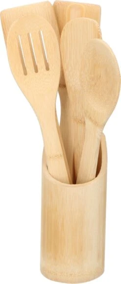 5-delige Biologische Spatelset Met Opbergbak - Bamboe - Duurzaam - Milieuvriendelijk