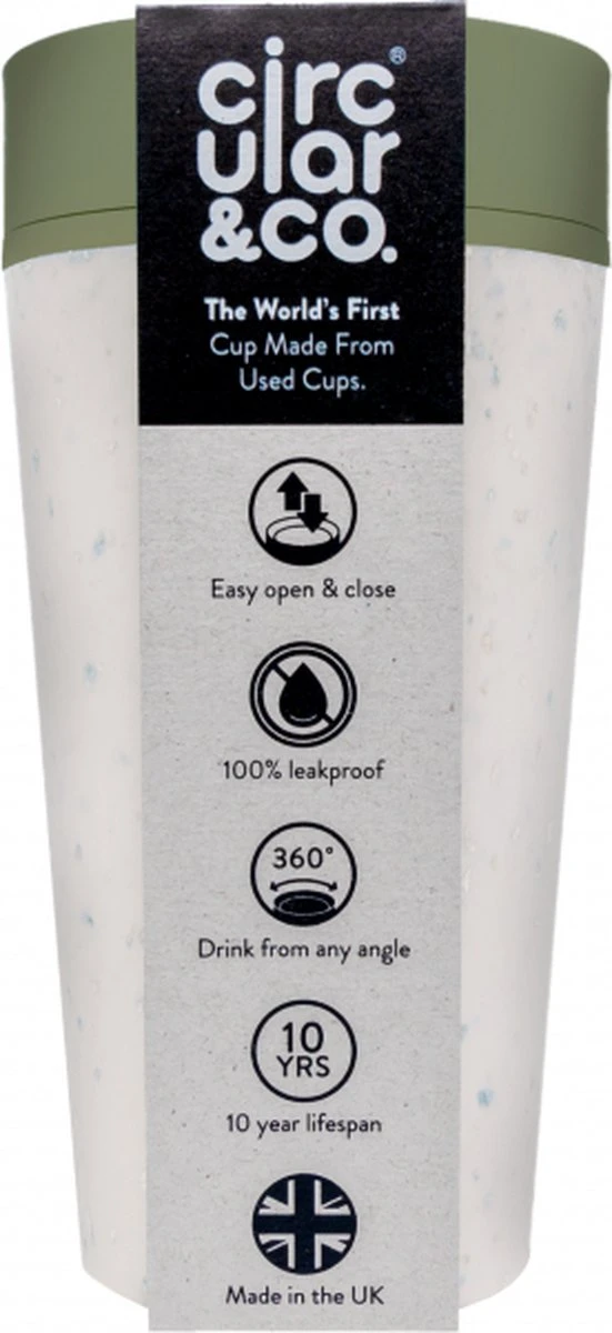 Circular&Co. Herbruikbare To Go Koffiebeker (rCUP) Crème/groen 12oz/340ml 3 Circular&Co. Herbruikbare To Go Koffiebeker (rCUP) Crème/groen 12oz/340ml