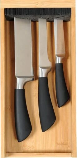 Merkloos FSC® Bamboe Houten - Liggend La Messenblok Zonder Messen - Messenhouder Voor In De Lade- Messenblok Universeel - 15 X 6 X 39.5 Cm -Skimask 584x1200 1