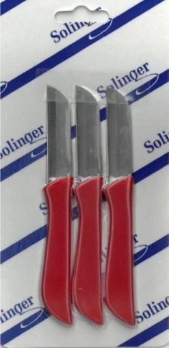 Solingen Schilmesje - RVS Glad - 16 Cm Met Dun Heft - Rood - 3 Stuks -Skimask 584x1200