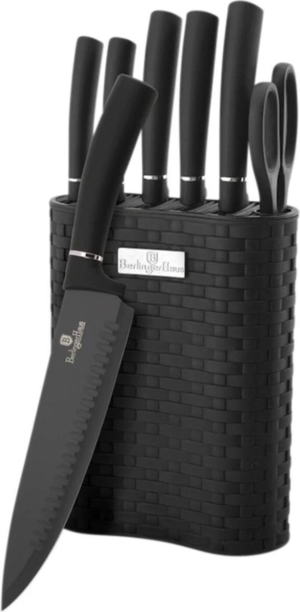 Berlinger Haus Messenset Met Messenblok - 7-delig - Zwart Met Zilveren Detail 10 Berlinger Haus Messenset Met Messenblok - 7-delig - Zwart Met Zilveren Detail - Afbeelding 8