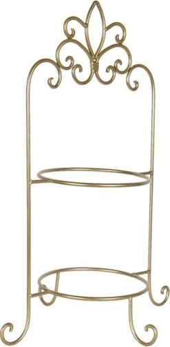 Clayre & Eef Etagère Voor 2 Borden 38x30x57 Cm Goudkleurig Ijzer Rond Borden Etagère Serveerschaal -Skimask 589x1200 1