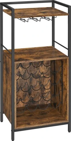 IN.HOMEXL - Burstal - Wijnrek Voor 16 Flessen - Industrieel - Wijnrek Metaal - Bruin / Zwart - Flessenrek - 52 X 40 X 112 Cm -Skimask 607x1200