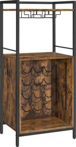 IN.HOMEXL - Burstal - Wijnrek Voor 16 Flessen - Industrieel - Wijnrek Metaal - Bruin / Zwart - Flessenrek - 52 X 40 X 112 Cm -Skimask 617x1200