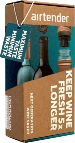 Airtender - Vacuüm Wijnpomp - 6 Wijnstoppers - Vacumeren - Lekvrij - Geschenkdoos