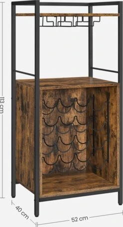 IN.HOMEXL - Burstal - Wijnrek Voor 16 Flessen - Industrieel - Wijnrek Metaal - Bruin / Zwart - Flessenrek - 52 X 40 X 112 Cm -Skimask 650x1200 2