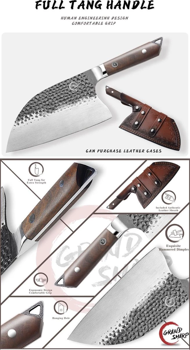 Hakbijl - Slagersmes - BBQ - Handmade - Hak Mes - Mes - Mannen - Koken - BBQ Master - Roestvrij Staal - Stoer - Handgemaakt - Koksmes - CADEAU TIP! 4 Hakbijl - Slagersmes - BBQ - Handmade - Hak Mes - Mes - Mannen - Koken - BBQ Master - Roestvrij Staal - Stoer - Handgemaakt - Koksmes - CADEAU TIP! - Afbeelding 2