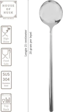 House Of Husk Koreaanse Eetlepel Set - Zilver - 5 Stuks - Soeplepel - RVS - Vaatwasserbestendig -Skimask 680x1200 2