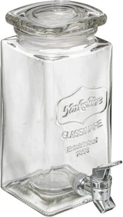 Set Van 3x Stuks Glazen Drank Dispensers 1,5 Liter In Houder Met Metalen Kraantje - Sapdispenser - Drankdispenser -Skimask 681x1200