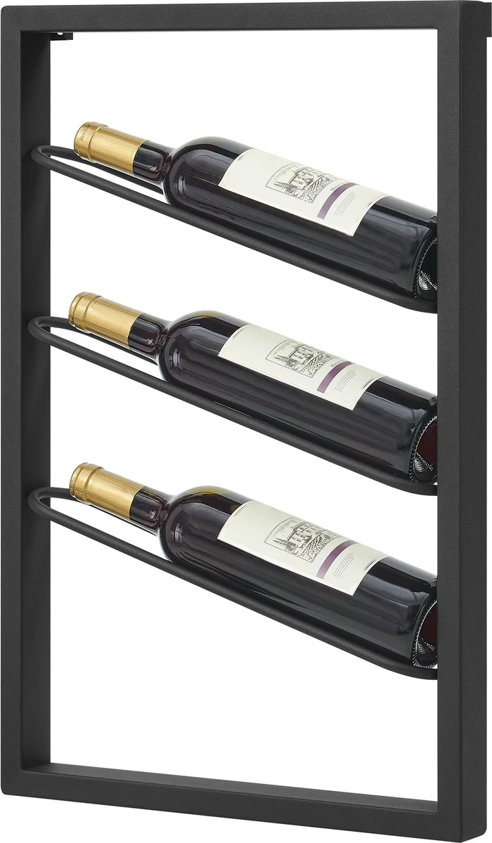 IN.HOMEXL Sandd - Hangend Wijnrek - Industrieel Flessenrek - Minimalistisch - Zwart - Metaal - Voor 3 Wijnflessen - 40 X 7 X 60 Cm 11 IN.HOMEXL Sandd - Hangend Wijnrek - Industrieel Flessenrek - Minimalistisch - Zwart - Metaal - Voor 3 Wijnflessen - 40 X 7 X 60 Cm - Afbeelding 9