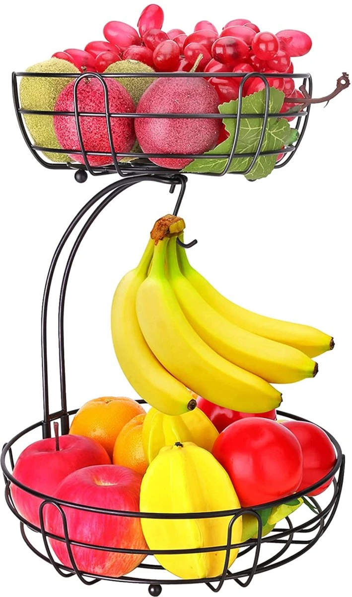 Fruitmand – Fruitschaal – Fruitmand Zwart – Etagere 2 Lagen – Aanrecht Organiser – Zwart 3 Fruitmand – Fruitschaal – Fruitmand Zwart – Etagere 2 Lagen – Aanrecht Organiser – Zwart
