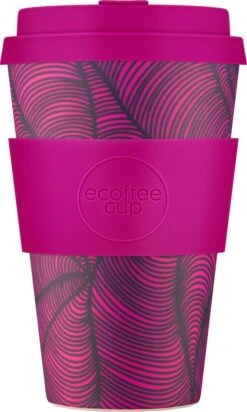 Ecoffee Cup Otrobanda PLA - Koffiebeker To Go 400 Ml - Fuchsia Siliconen