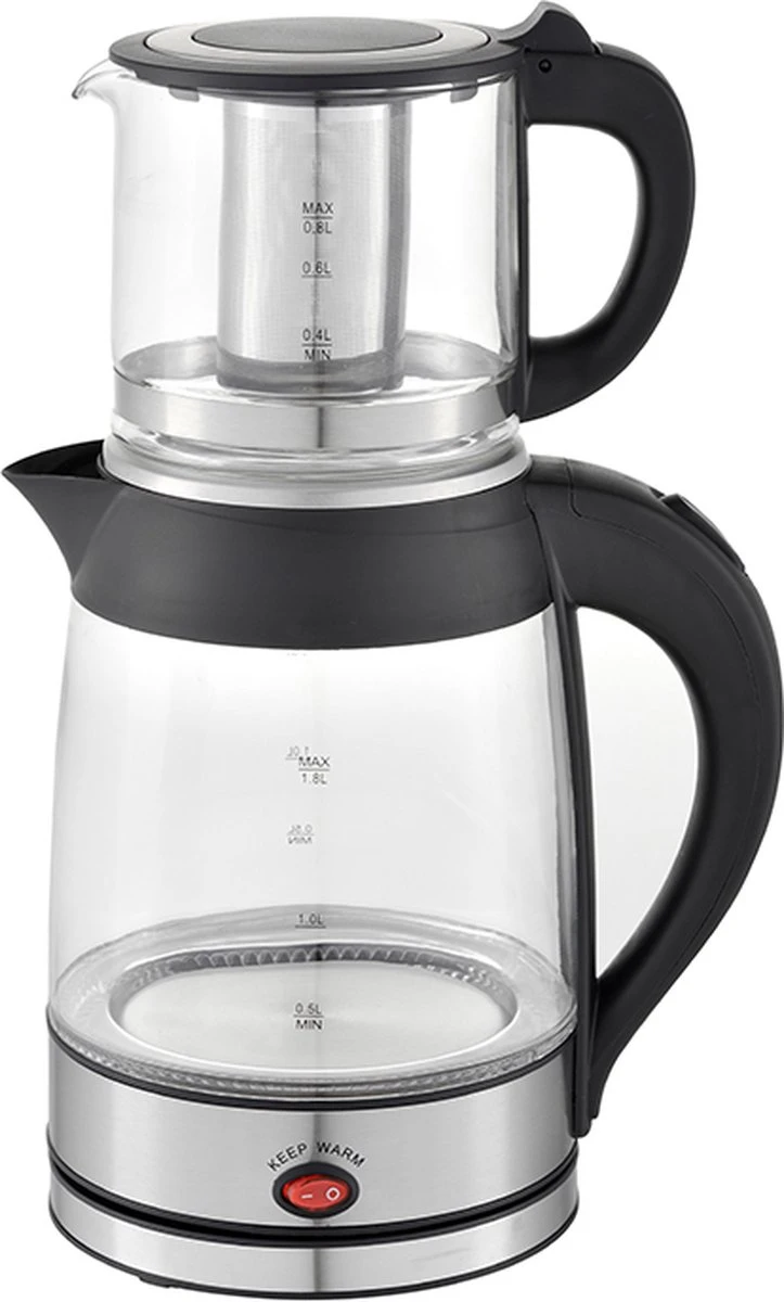 Zilan - 2 In 1 Theemaker En Waterkoker - Turkse Theepot Met Warmhoudfunctie - Caydanlik 4 Zilan - 2 In 1 Theemaker En Waterkoker - Turkse Theepot Met Warmhoudfunctie - Caydanlik - Afbeelding 2