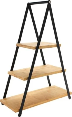 Merkloos Etagere Bamboe - Metaal - 3-laags-hoogte 53 Cm