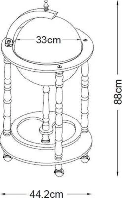 Brulo Wereldbol Globe Globebar Barglobe Vespucci Zwart/Wit 33 Cm -Skimask 740x1200