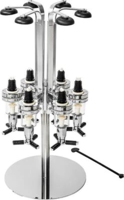 Parya Official - Drankcaroussel 6 Flessen – Aluminium – Drankdispenser - Bar - Shottapper- Dranktapper - Shotjes