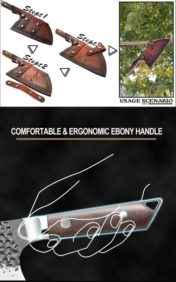 Hakbijl - Slagersmes - BBQ - Handmade - Hak Mes - Mes - Mannen - Koken - BBQ Master - Roestvrij Staal - Stoer - Handgemaakt - Koksmes - CADEAU TIP! 8 Hakbijl - Slagersmes - BBQ - Handmade - Hak Mes - Mes - Mannen - Koken - BBQ Master - Roestvrij Staal - Stoer - Handgemaakt - Koksmes - CADEAU TIP! - Afbeelding 6