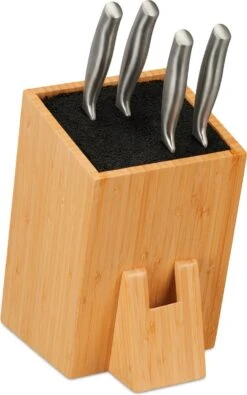 Relaxdays Messenblok Bamboe - Zonder Messen - Keukenmessen Blok - Messen Organizer Leeg