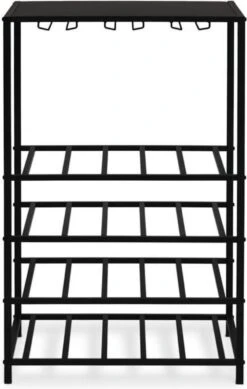 Lifa Living - Industrieel Wijnrek - Zwarte Flessenhouder - Metaal - Ophangrek Voor 6 Glazen - Ruimte Voor 20 Flessen - 49 X 30 X 80 Cm -Skimask 762x1200 3