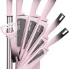 Swiss Pro+ - SP-KSBLK-S - 8-delige Keukenmessenset Met Standaard - Keramisch Messenset - RVS | Inclusief Messenblok - Pink -Skimask 763x1200