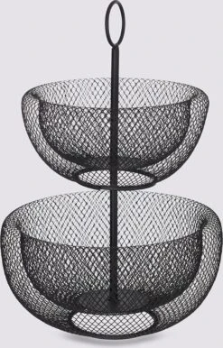 Dubbele Etagere Fruitschaal/fruitmand Rond Zwart Metaal 30 X 43 Cm - Fruitschalen/fruitmanden - Draadmand Van Metaal -Skimask 767x1200 6